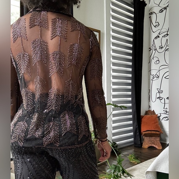Sheer sequin button down - Picture 3 of 4